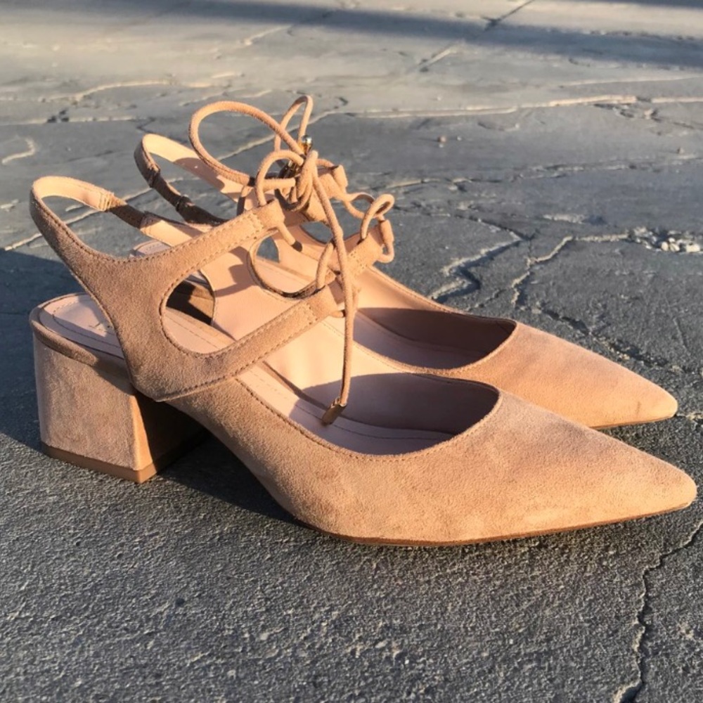 🌩Zara Tan Suede Lace Up Heels🌩